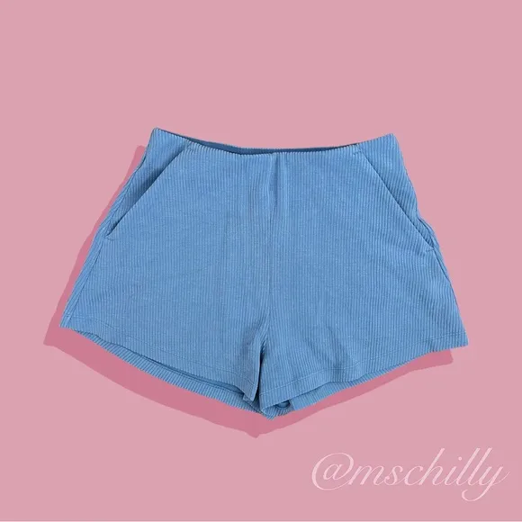 Lululemon Ribbed Softstreame Soft Stream High Rise Shorts Utility Blue Sz 4