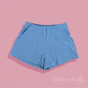 Lululemon Ribbed Softstreame Soft Stream High Rise Shorts Utility Blue Sz 4