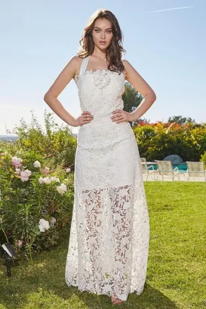 Luminous Lace White See-Through Maxi Dress