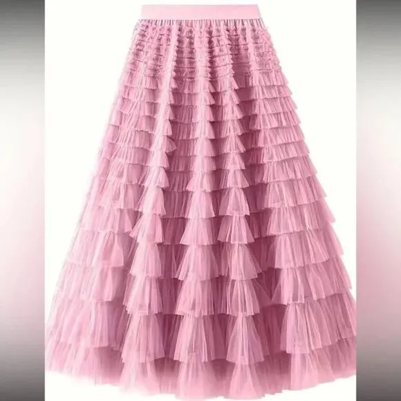 Luxe boho layered mesh maxi skirt