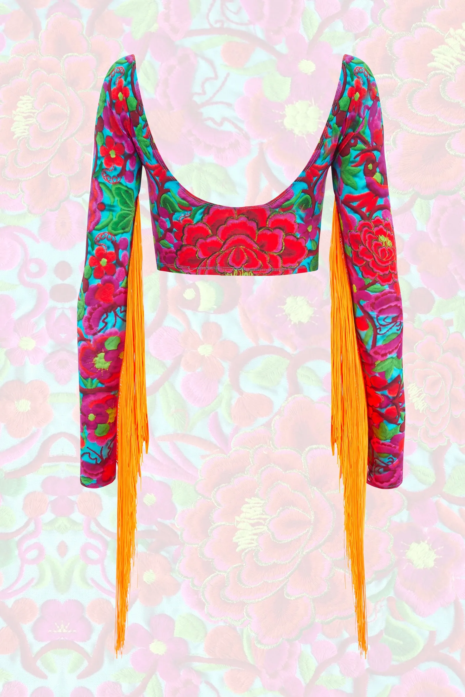 Lycra Crop Top in Folklorico Print