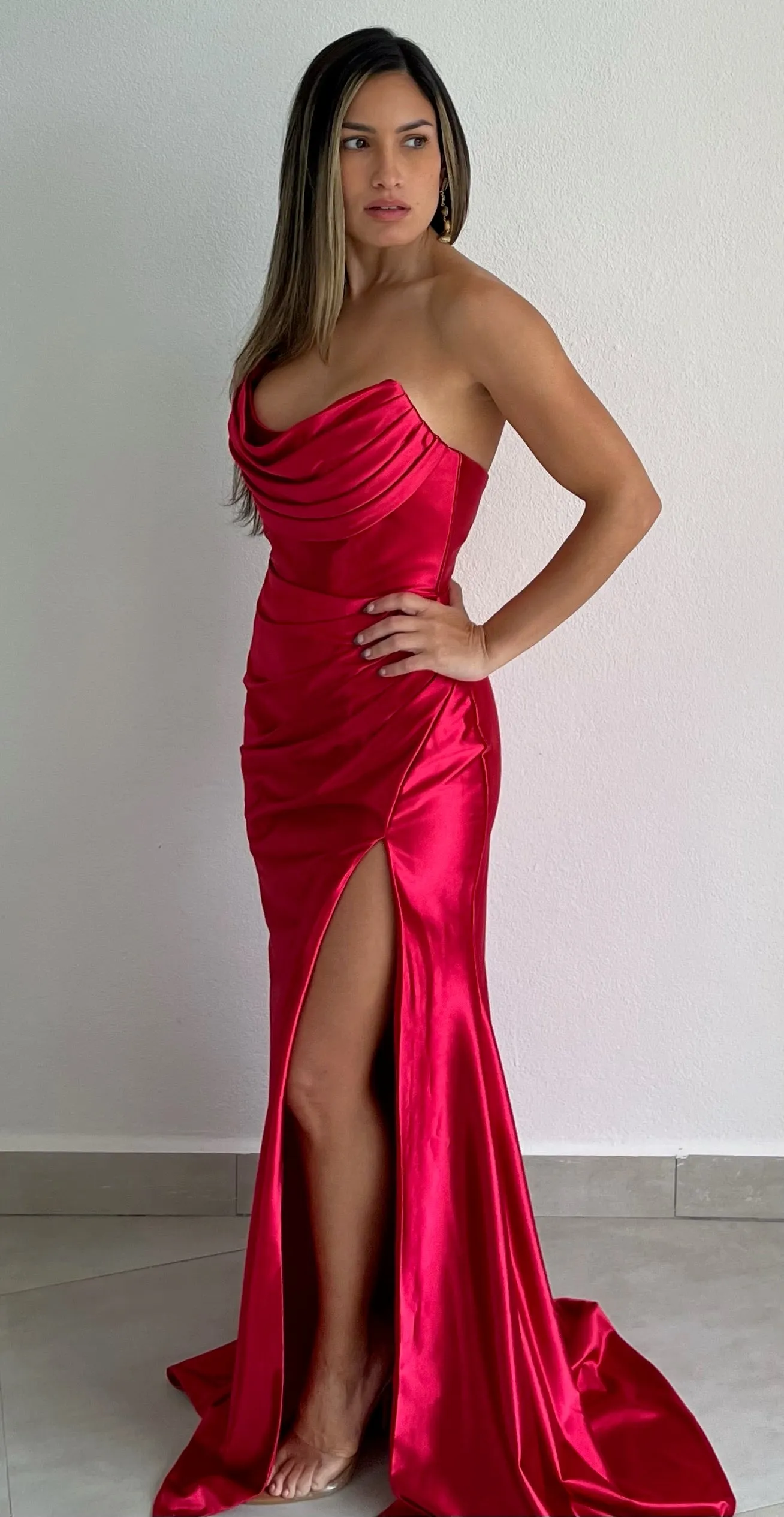 Made to Stun Red Satin Formal Gown