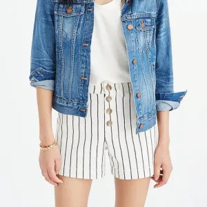 Madewell Emmett Button-Front Shorts in Stripe Size 26
