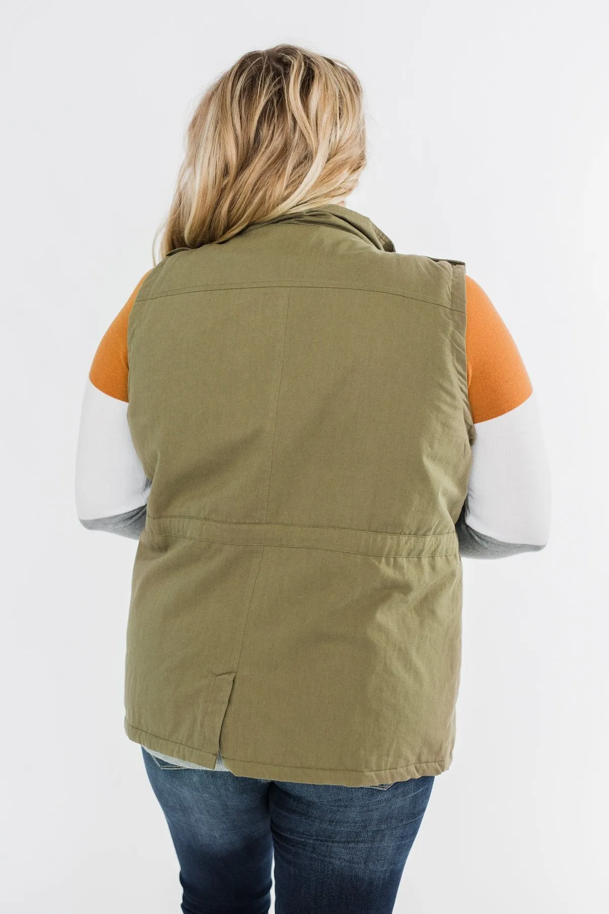 Marching To The Beat Faux Fur Vest- Olive