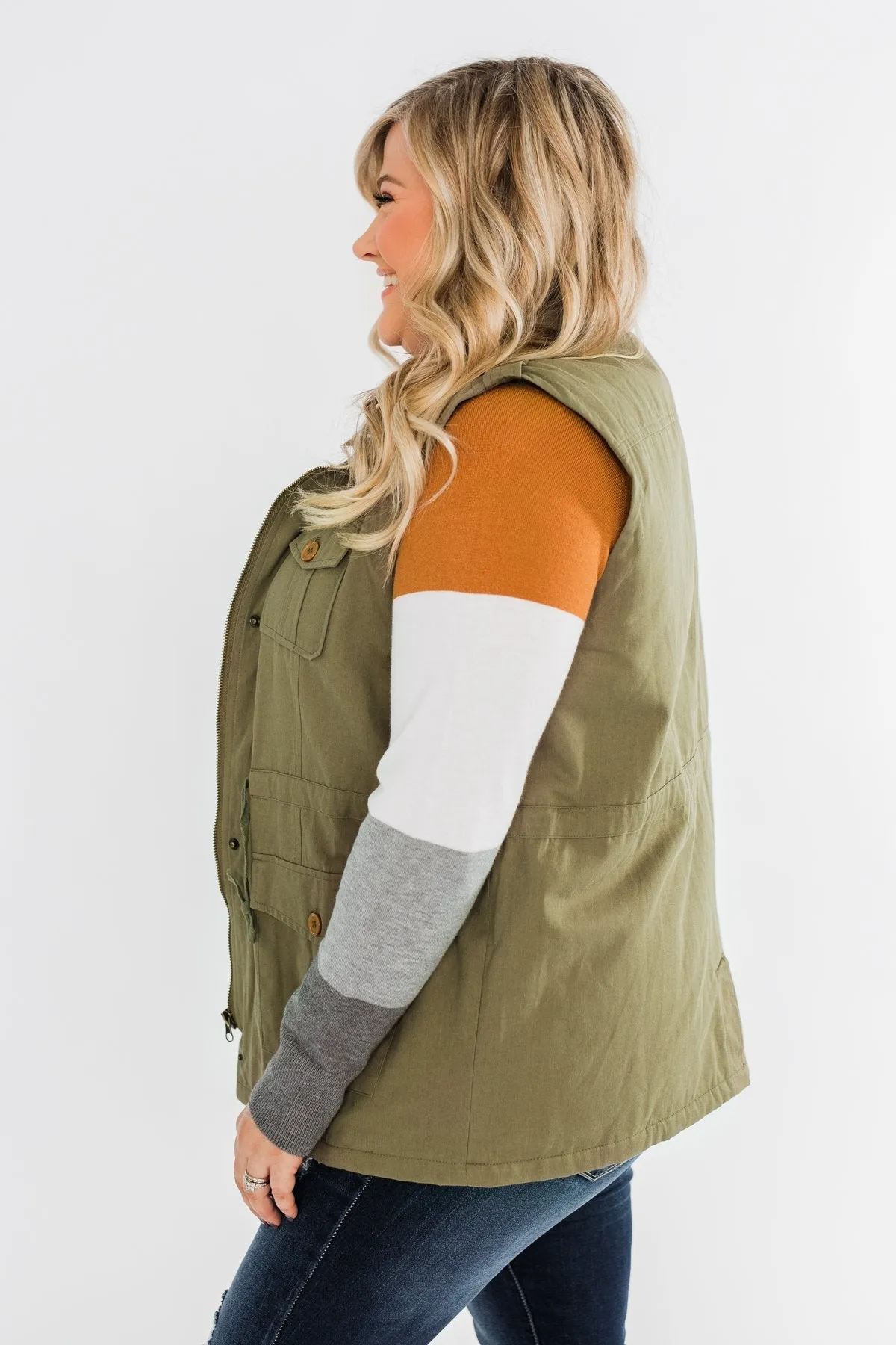 Marching To The Beat Faux Fur Vest- Olive