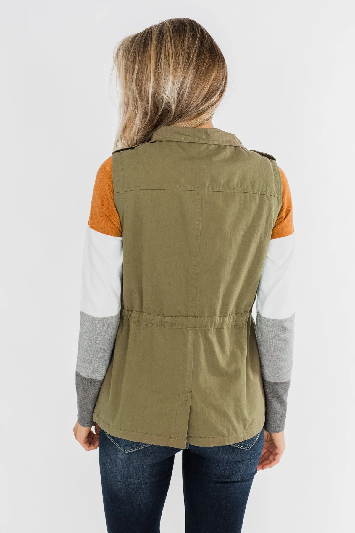 Marching To The Beat Faux Fur Vest- Olive