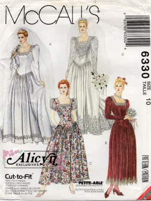 McCall's 6330 ALICYN Womens Princess Cut Bridal Gown & Bridesmaids Dress 1990s Vintage Sewing Pattern Size 10 UNCUT Factory Folded
