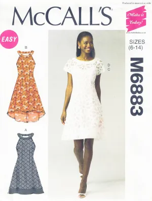 McCall's 6883 EASY Womens Dress & Slip Out Of Print Sewing Pattern Sizes 6 - 14 UNCUT Factory Folded
