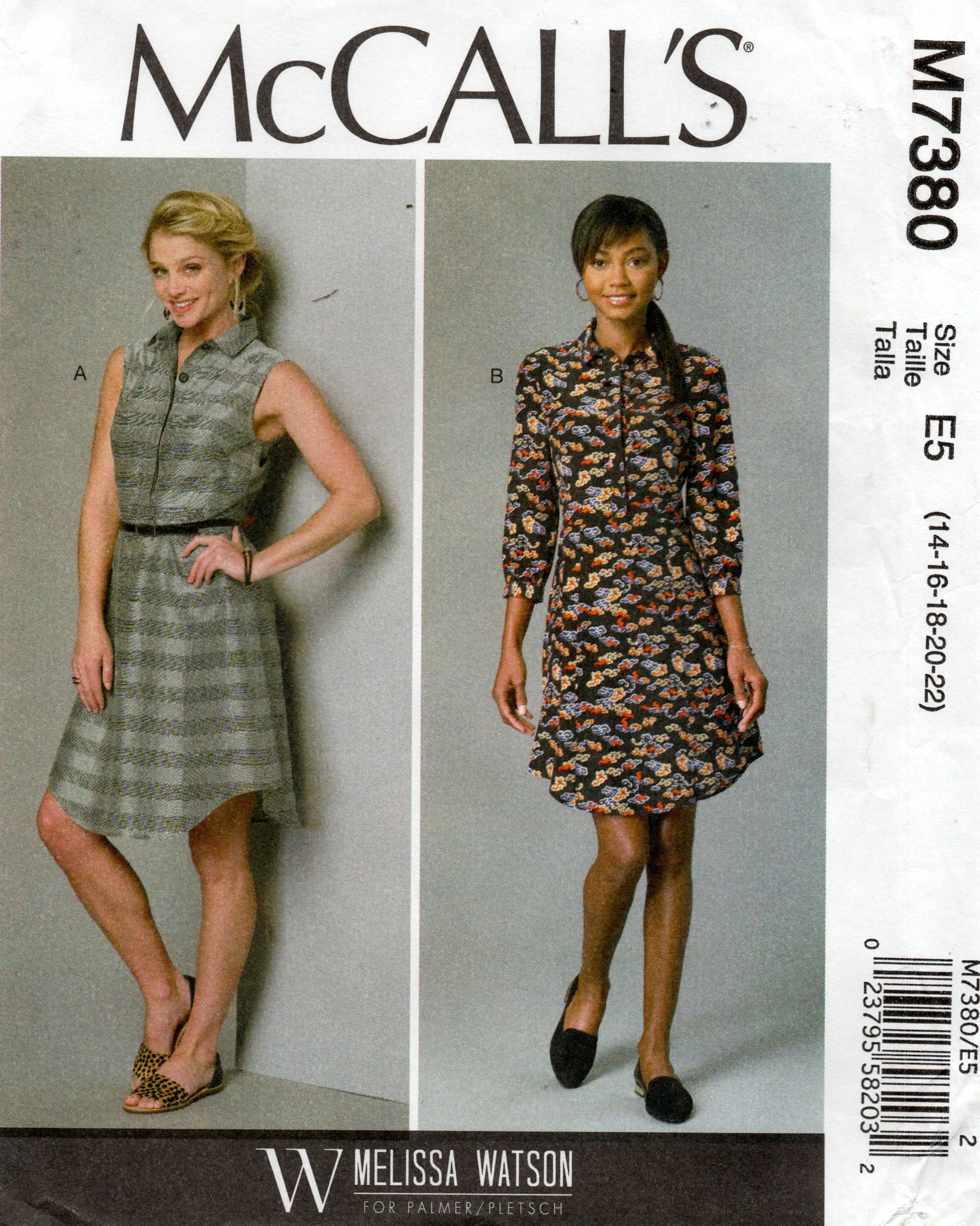 McCall's M7380 Womens Shirtdresses with Shaped Hem Out Of Print Sewing Pattern Size 14 - 22 UNCUT Factory Folded