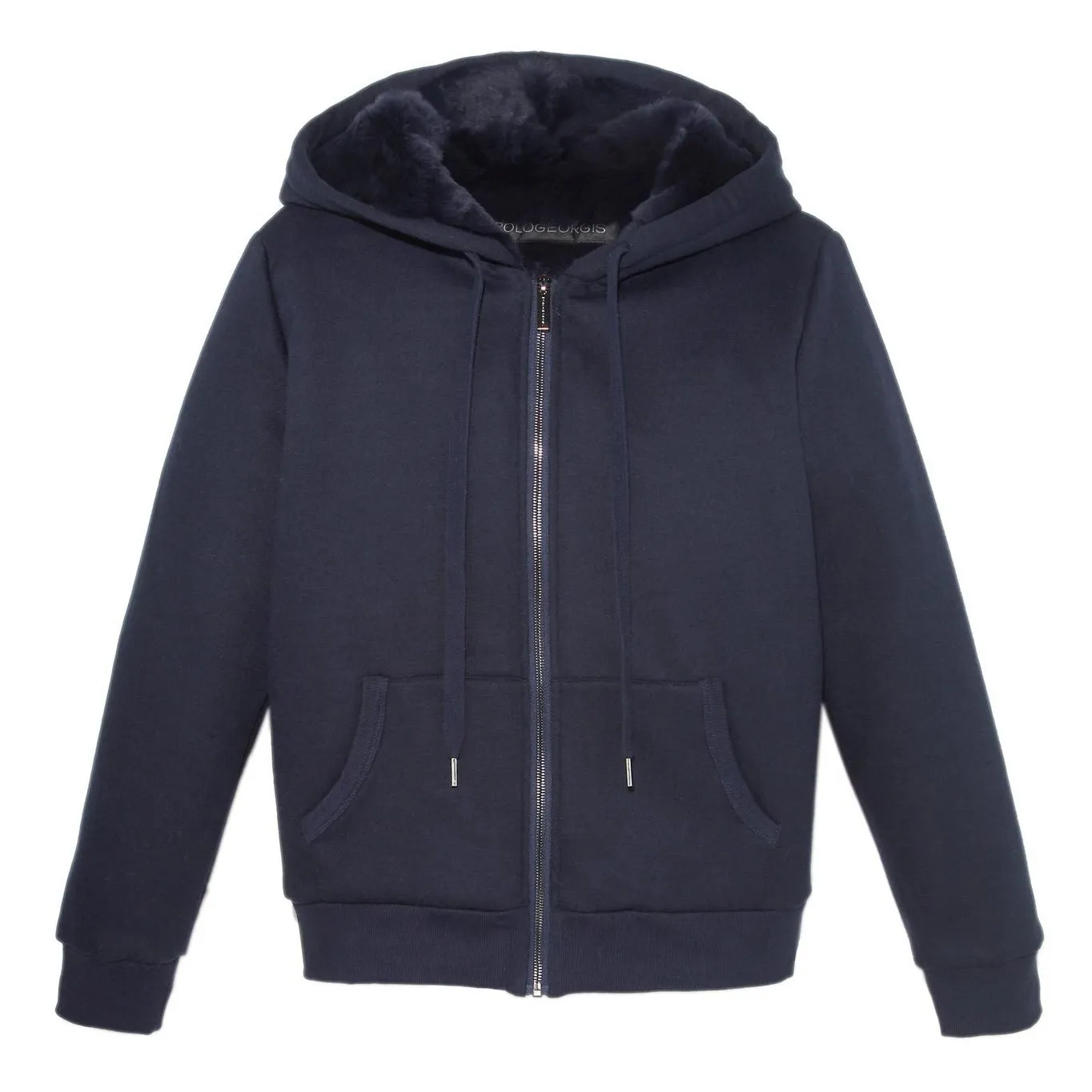 Men's Rabbit Lined Hooded Zip Sweatshirt in Navy