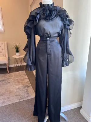 Mesh Lace Flower Pants Set