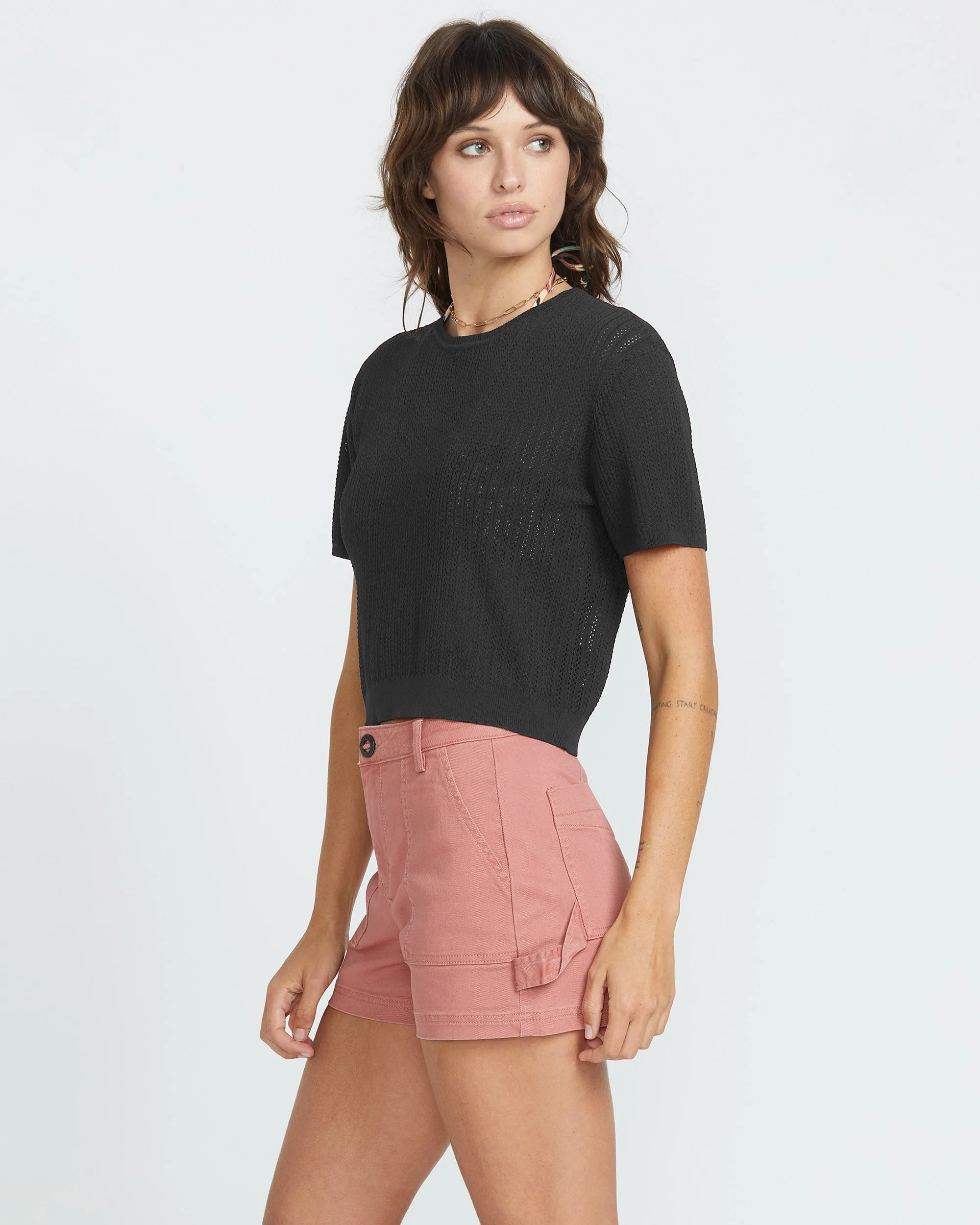 Meshy Beach T-shirt - BLACK
