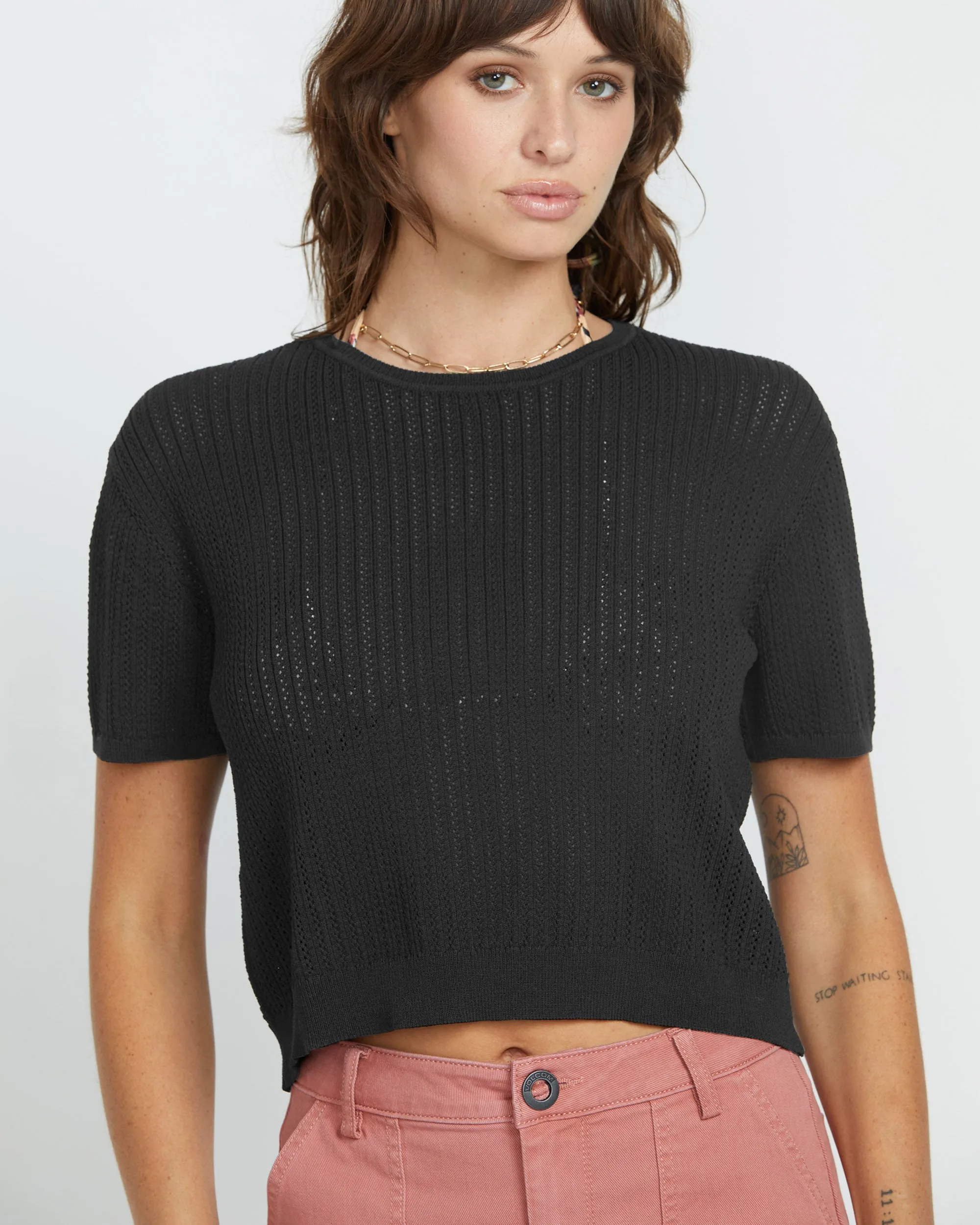 Meshy Beach T-shirt - BLACK