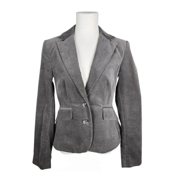 Mexx Gray Velvet Single Breasted Blazer Size 12 UK