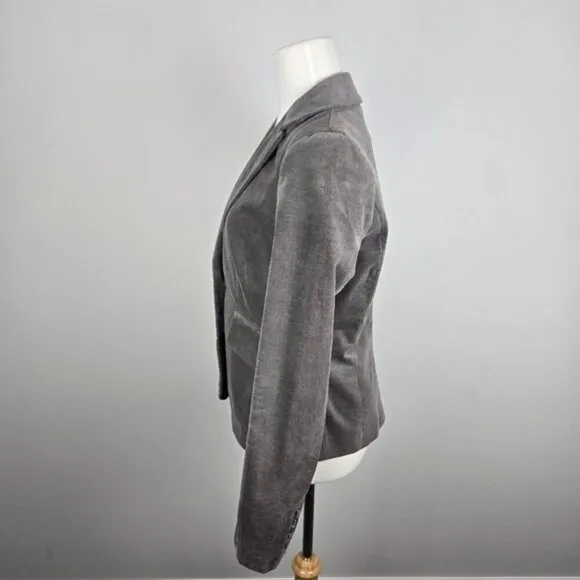 Mexx Gray Velvet Single Breasted Blazer Size 12 UK