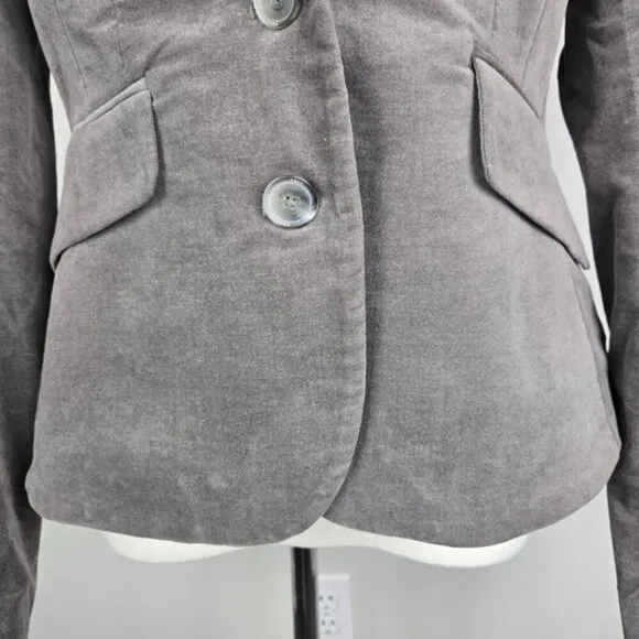 Mexx Gray Velvet Single Breasted Blazer Size 12 UK