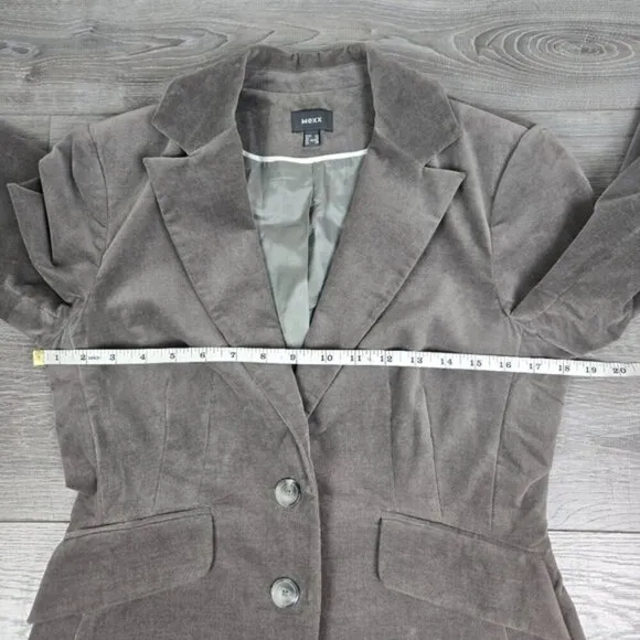 Mexx Gray Velvet Single Breasted Blazer Size 12 UK