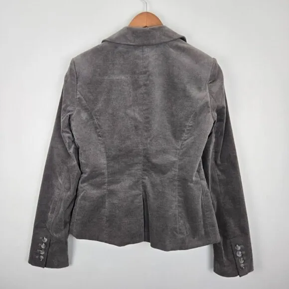 Mexx Gray Velvet Single Breasted Blazer Size 12 UK