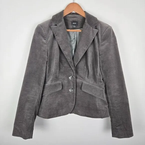 Mexx Gray Velvet Single Breasted Blazer Size 12 UK