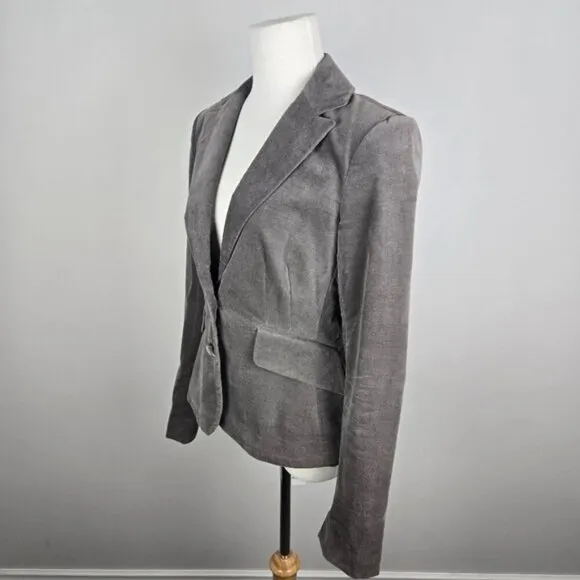 Mexx Gray Velvet Single Breasted Blazer Size 12 UK