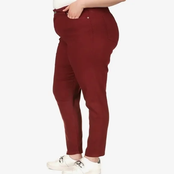 MICHAEL Michael Kors Plus Size Super Stretch High-Rise Pants in Merlot