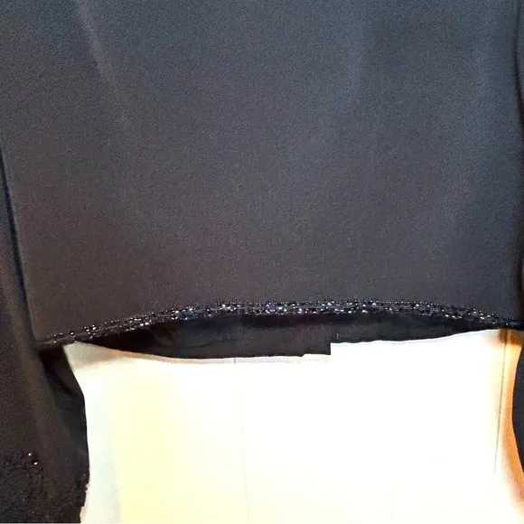 Mieka Black Beaded Embellished Cropped  Jewel Neck Evening Blazer Jacket Size 8