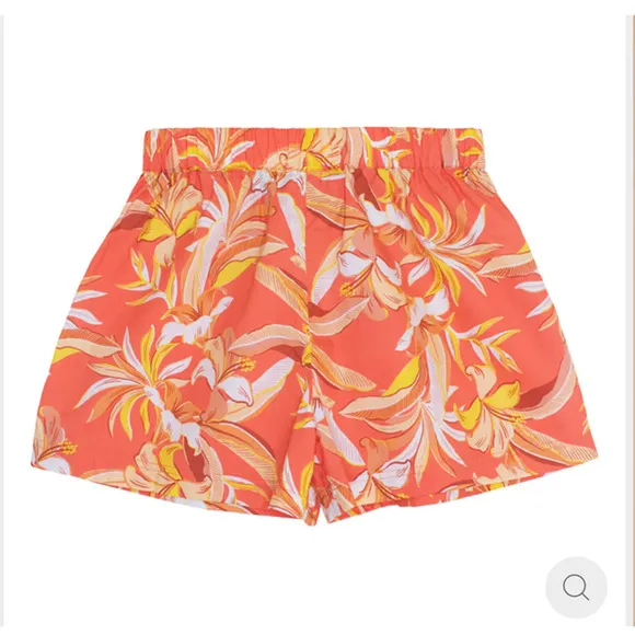 MIKOH Willa Cotton Pullon Shorts in Bora Bora 4WIL1C Papaya Orange NWT sz 2 Med