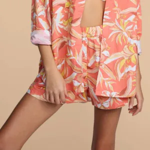 MIKOH Willa Cotton Pullon Shorts in Bora Bora 4WIL1C Papaya Orange NWT sz 2 Med