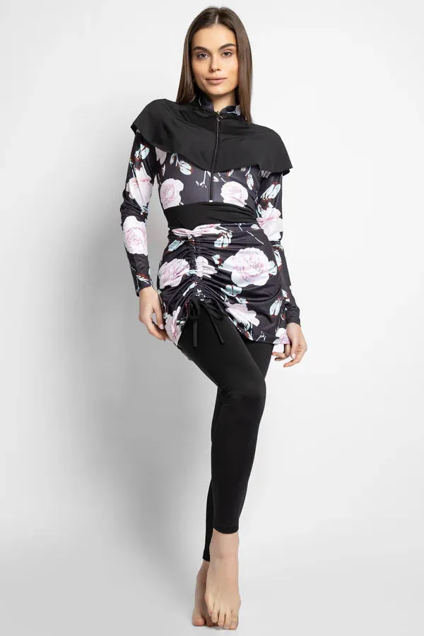 MINERVA SECRETS 3PACK FULL BODY BURKINI ONE PIECE SWIMSUIT WITH BEACH SKIRT AND PANTS AND SWIM CAP