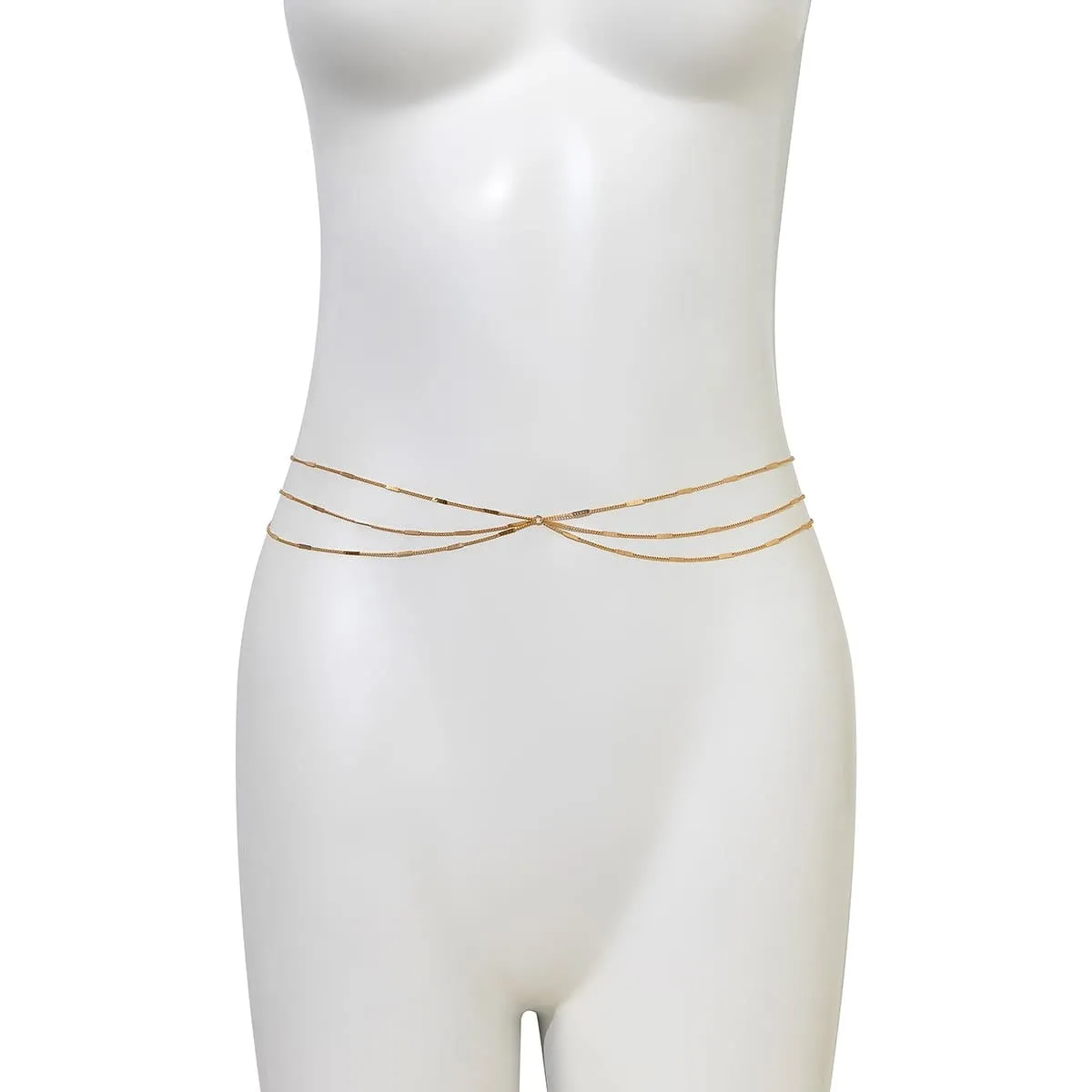 Minimalist Gold Silver Tone Layered Belly Chain