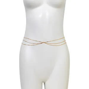 Minimalist Gold Silver Tone Layered Belly Chain