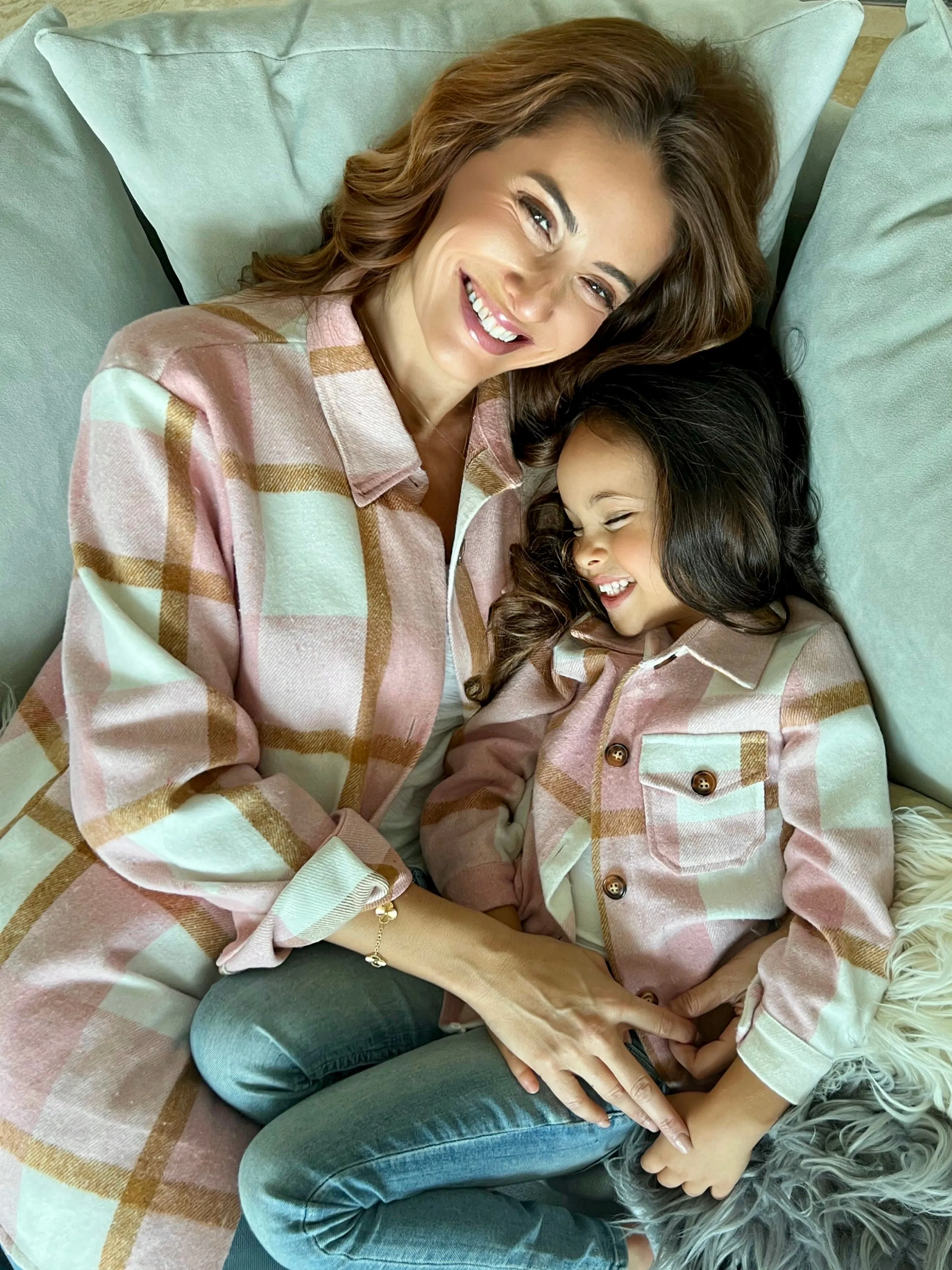 Mommy and Me Blushing Babes Pink Flannel Shirt