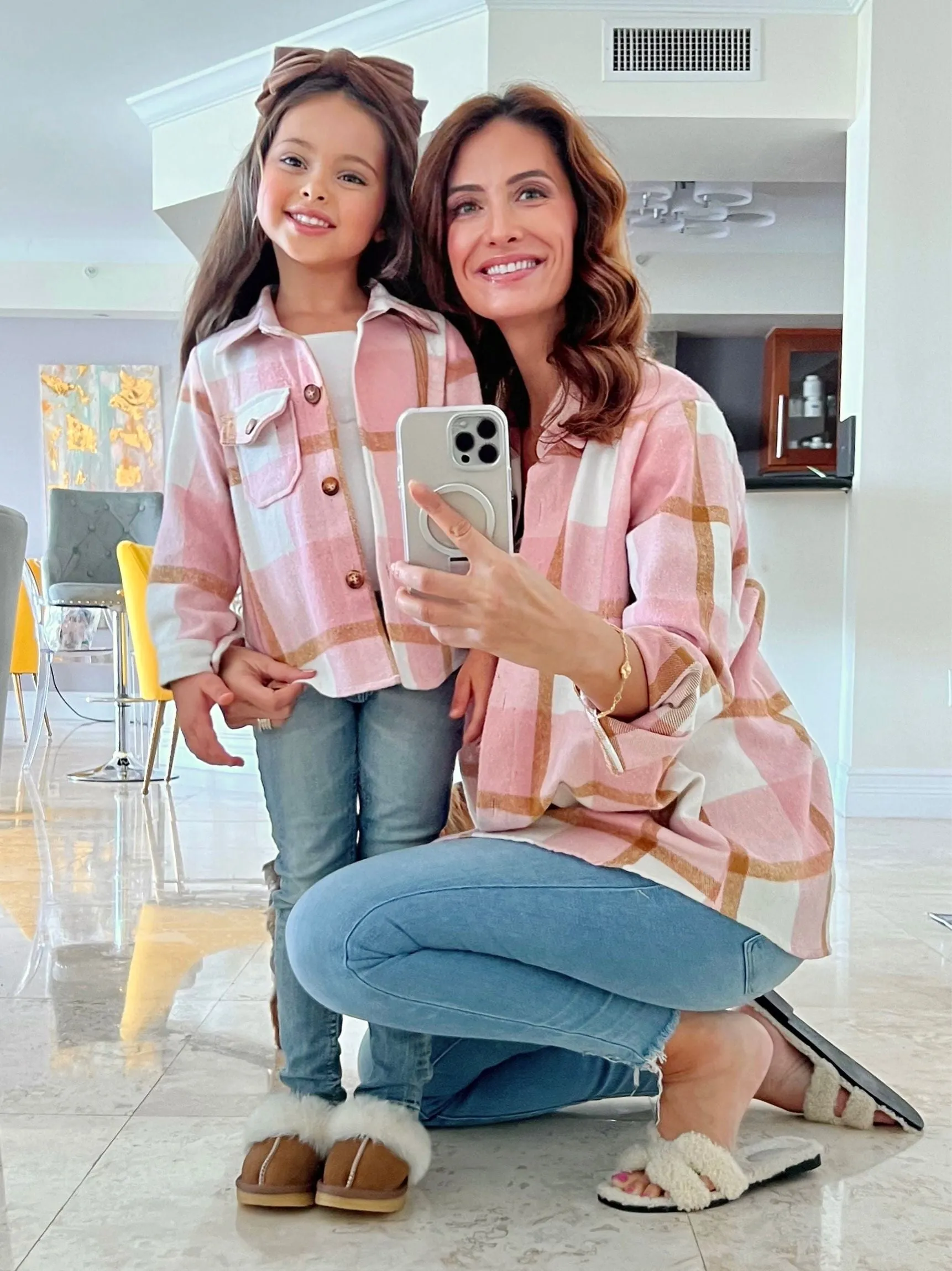 Mommy and Me Blushing Babes Pink Flannel Shirt
