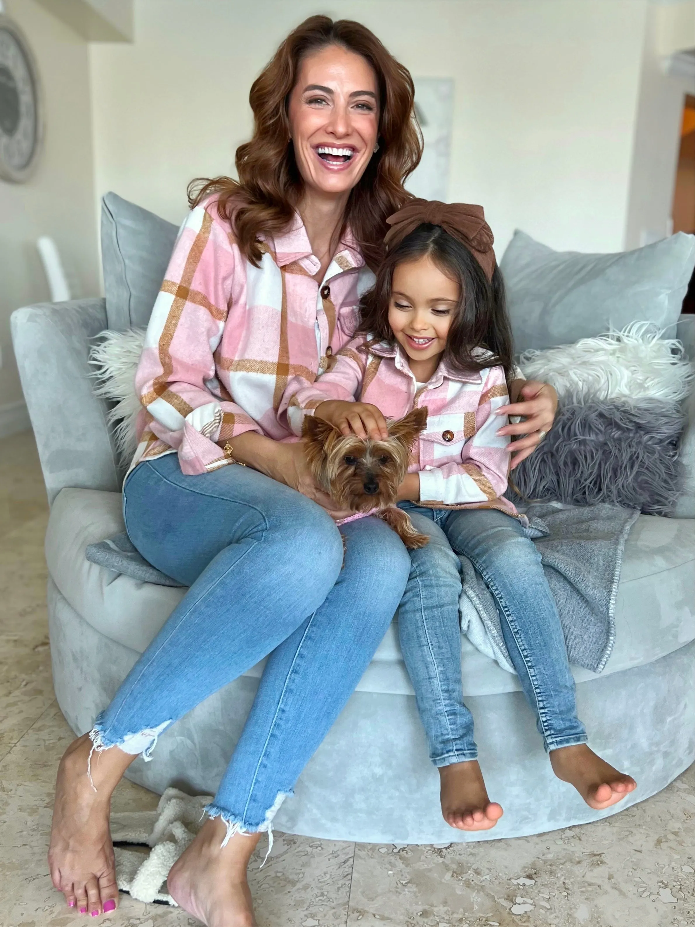Mommy and Me Blushing Babes Pink Flannel Shirt