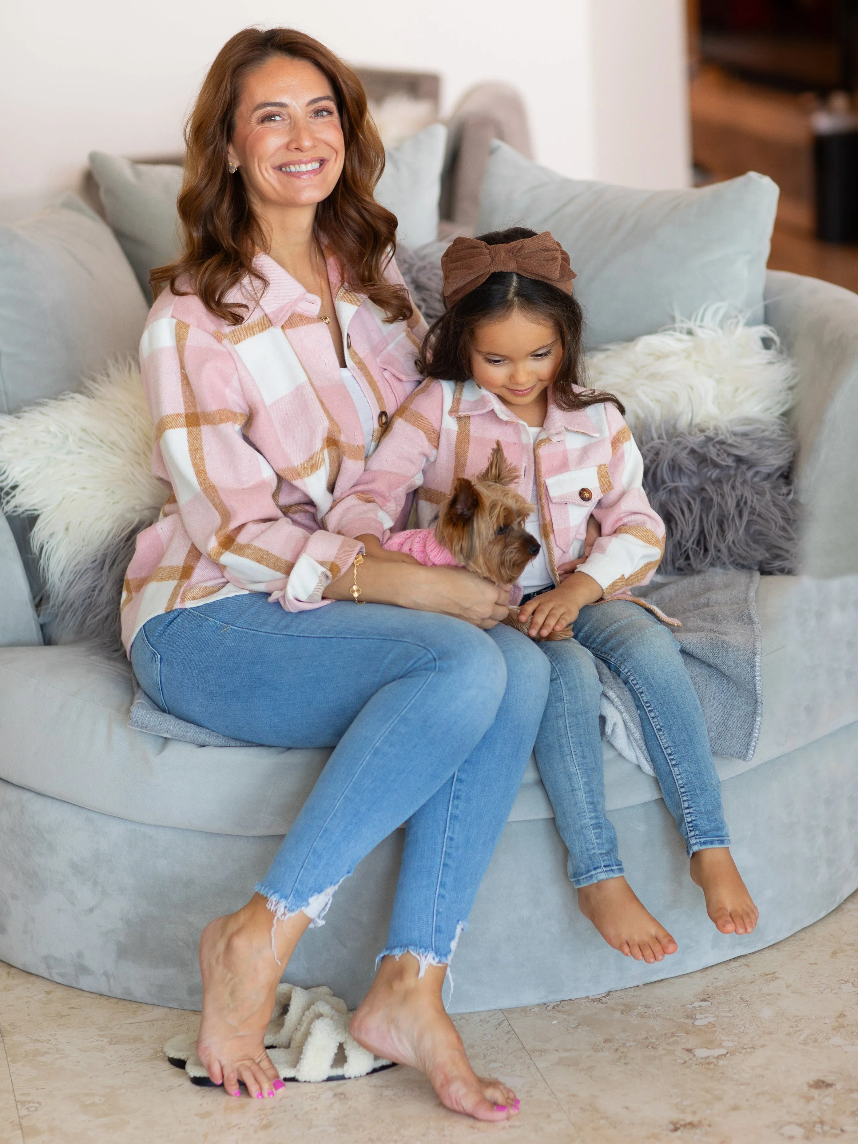 Mommy and Me Blushing Babes Pink Flannel Shirt