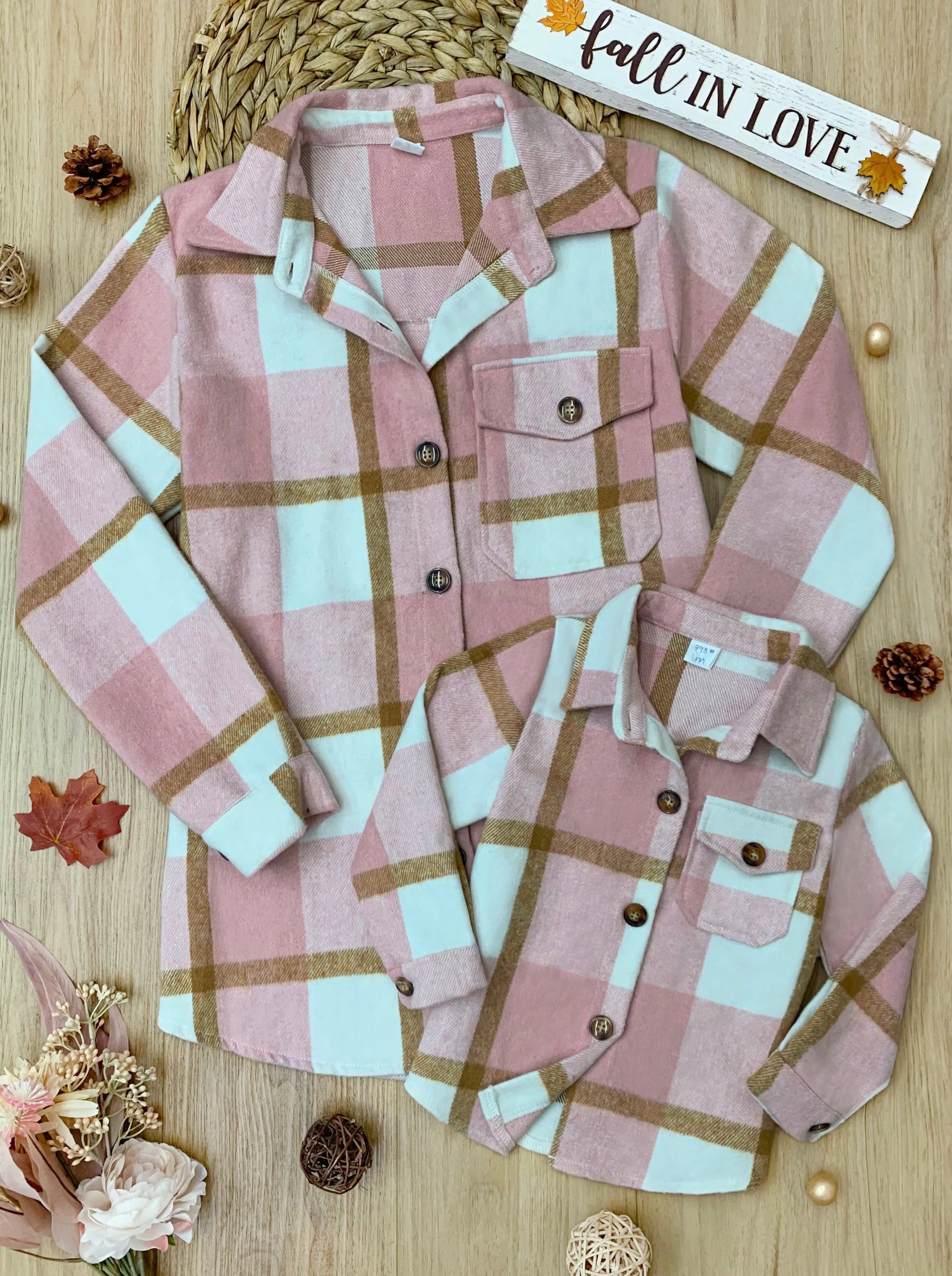 Mommy and Me Blushing Babes Pink Flannel Shirt