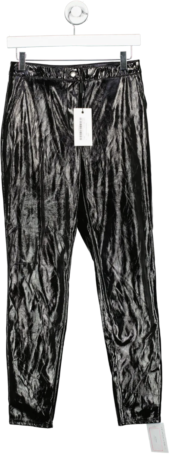 NA-KD Highwaist Patent Pants Black UK 4