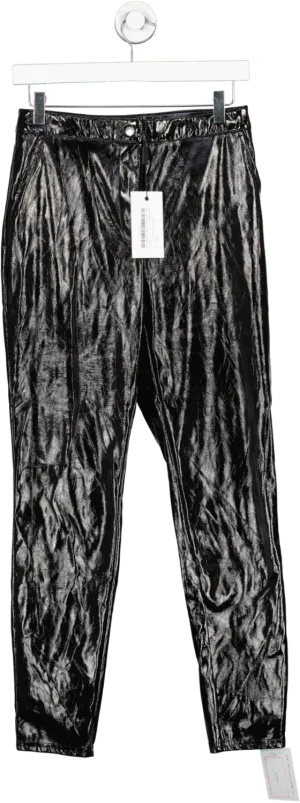 NA-KD Highwaist Patent Pants Black UK 4