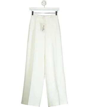 NA-KD White Pleat Detail Loose High Waist Pants UK 4