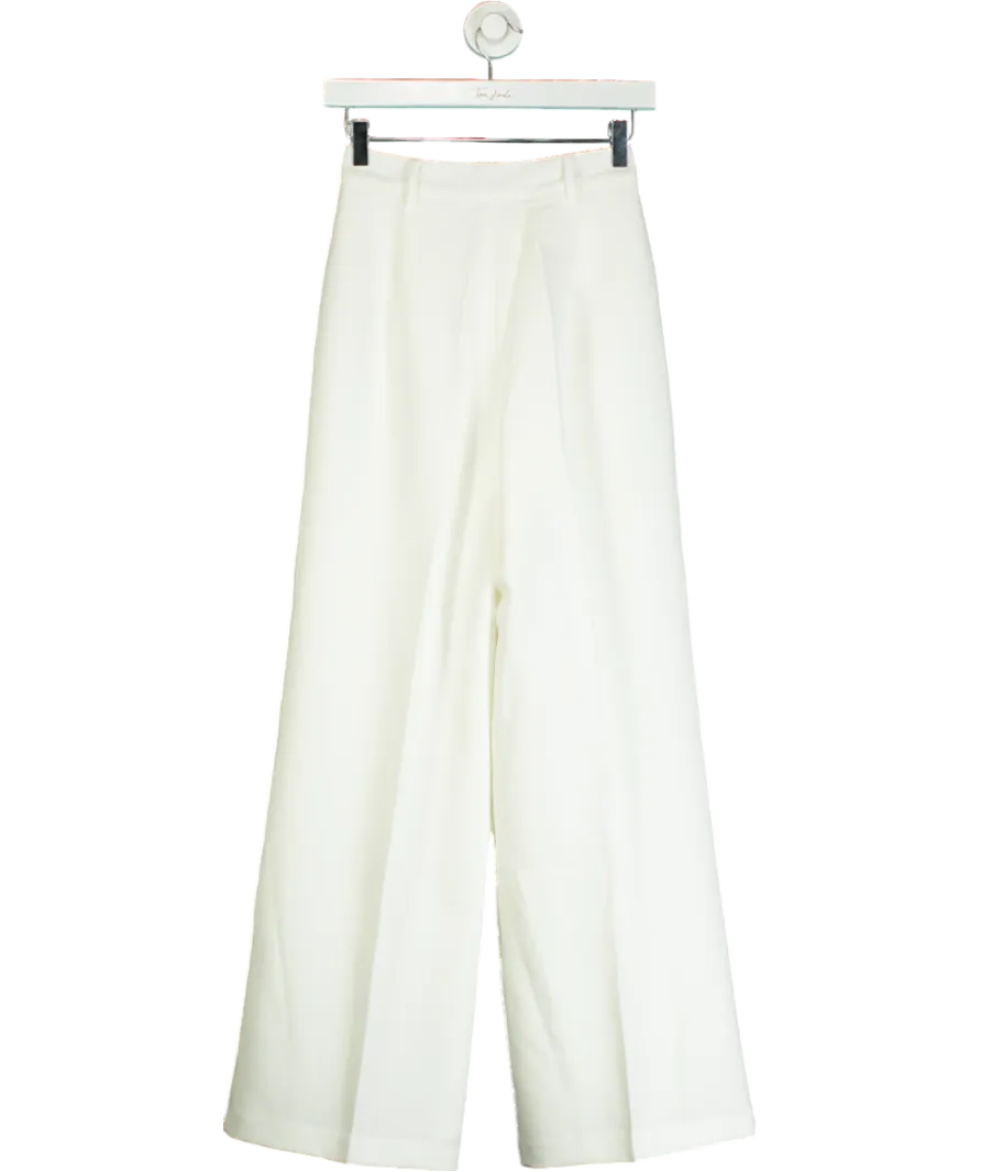 NA-KD White Pleat Detail Loose High Waist Pants UK 4