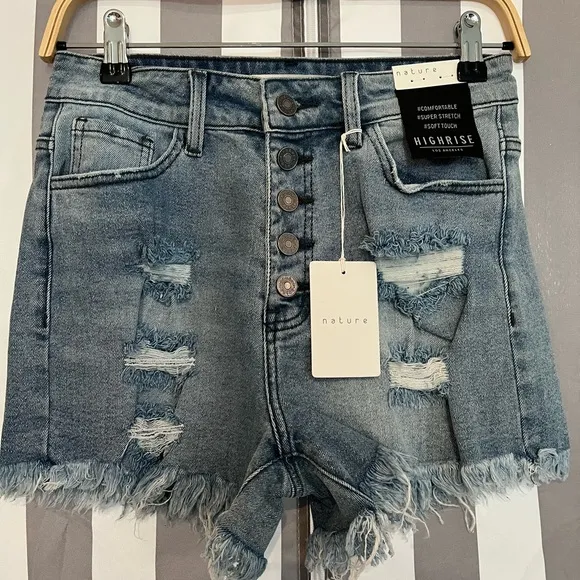 Nature Denim - High Waist Distressed Shorts NWT! NEVER WORN MSRP$70