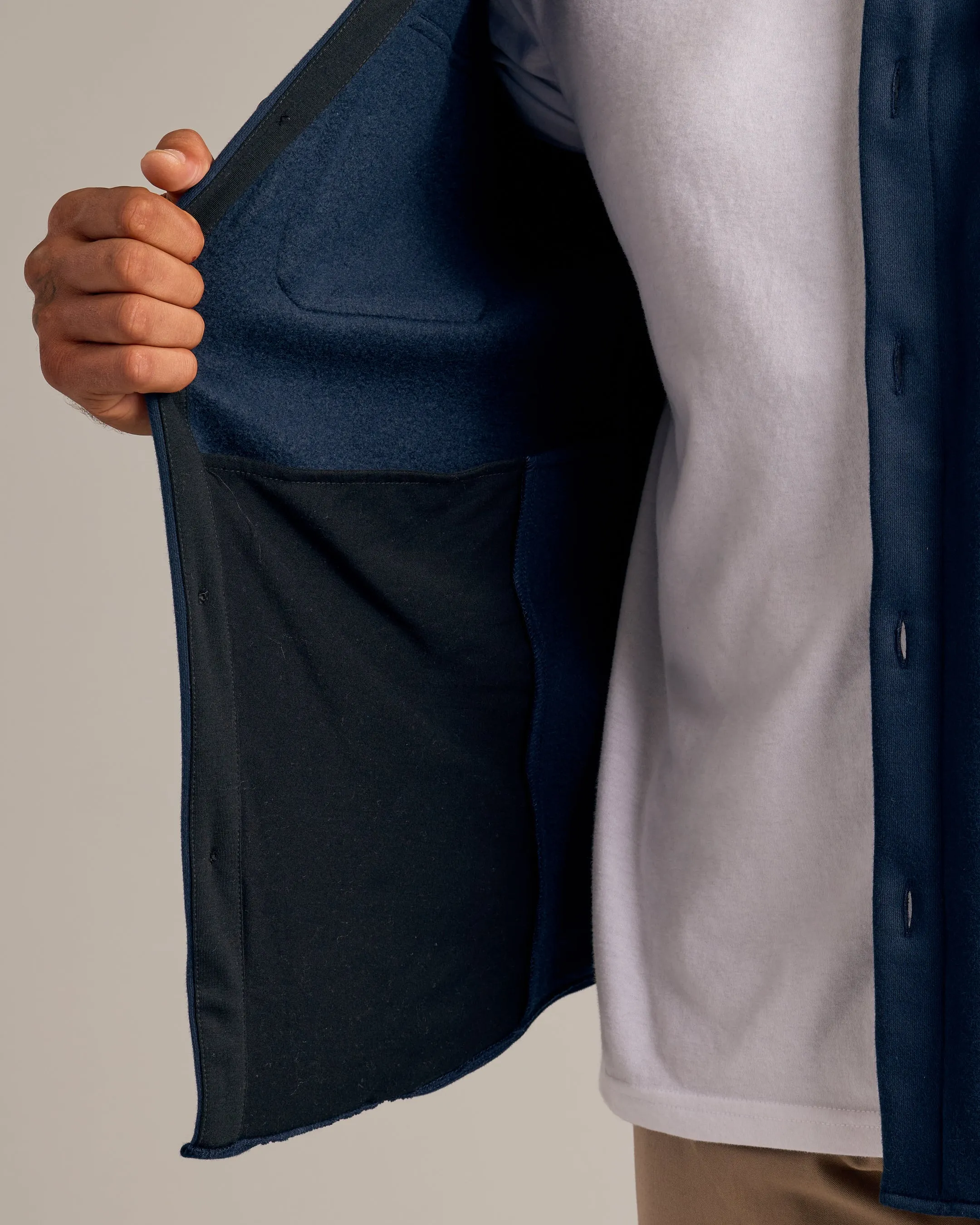 Navy Fleece Shirt Jacket