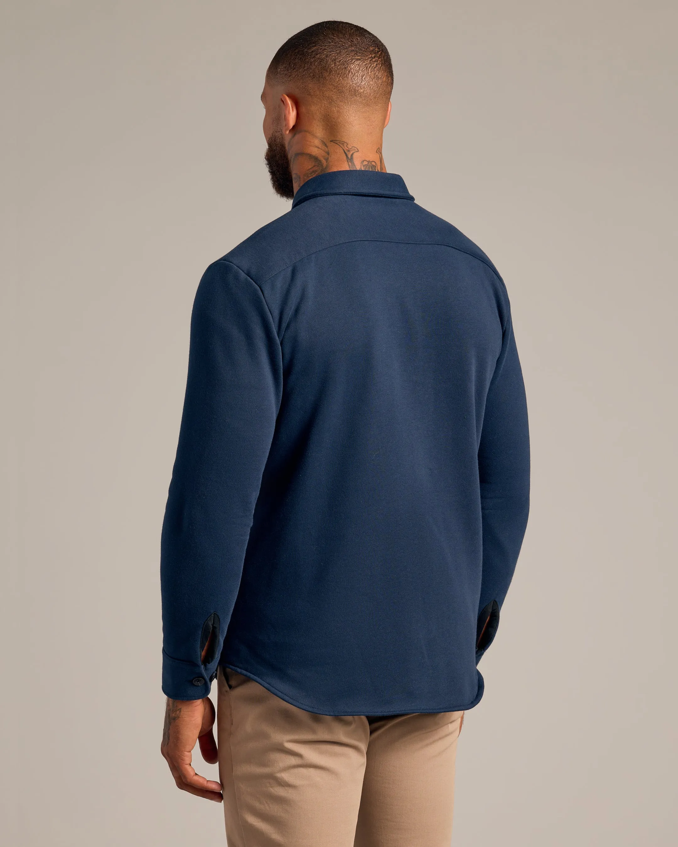 Navy Fleece Shirt Jacket
