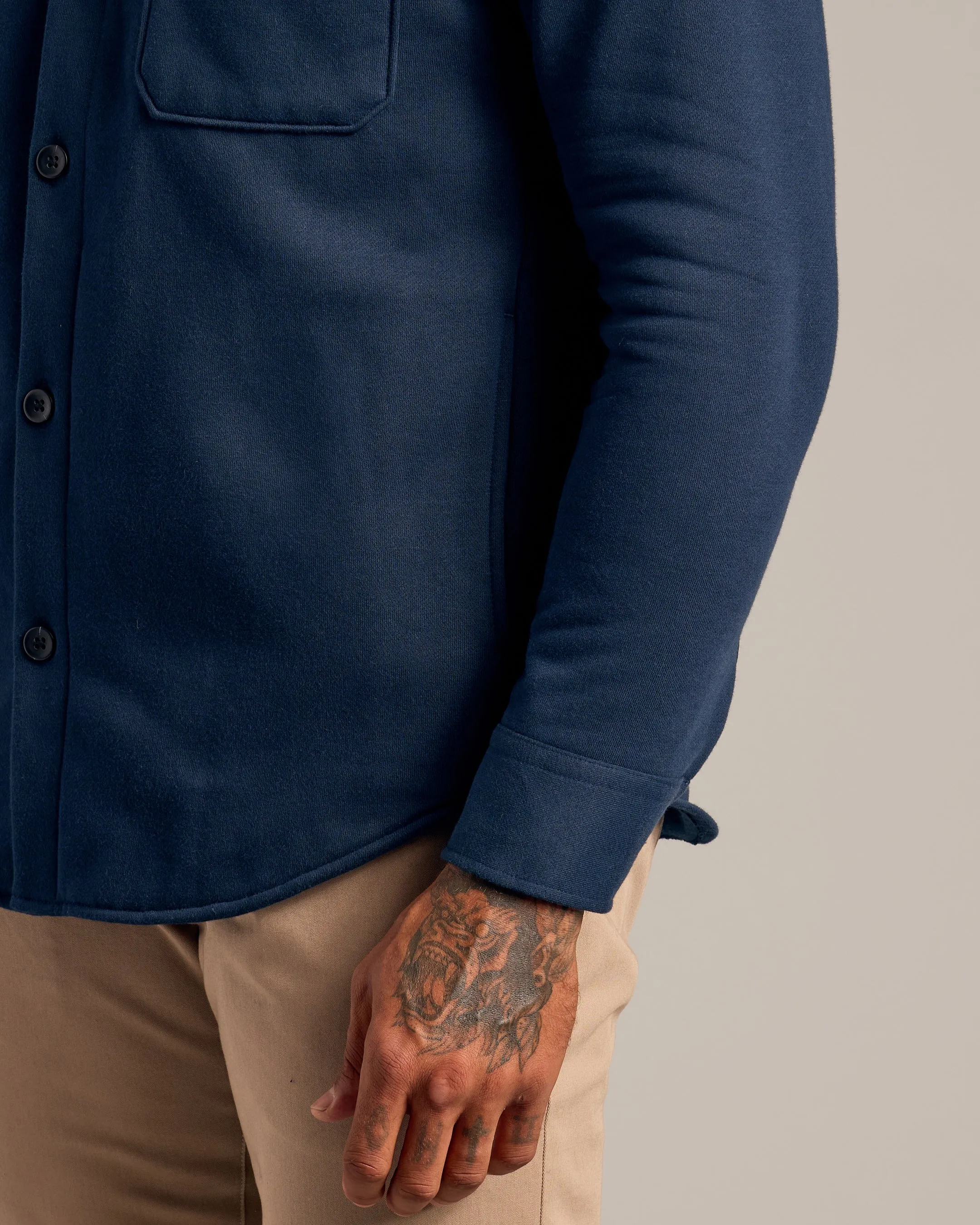 Navy Fleece Shirt Jacket
