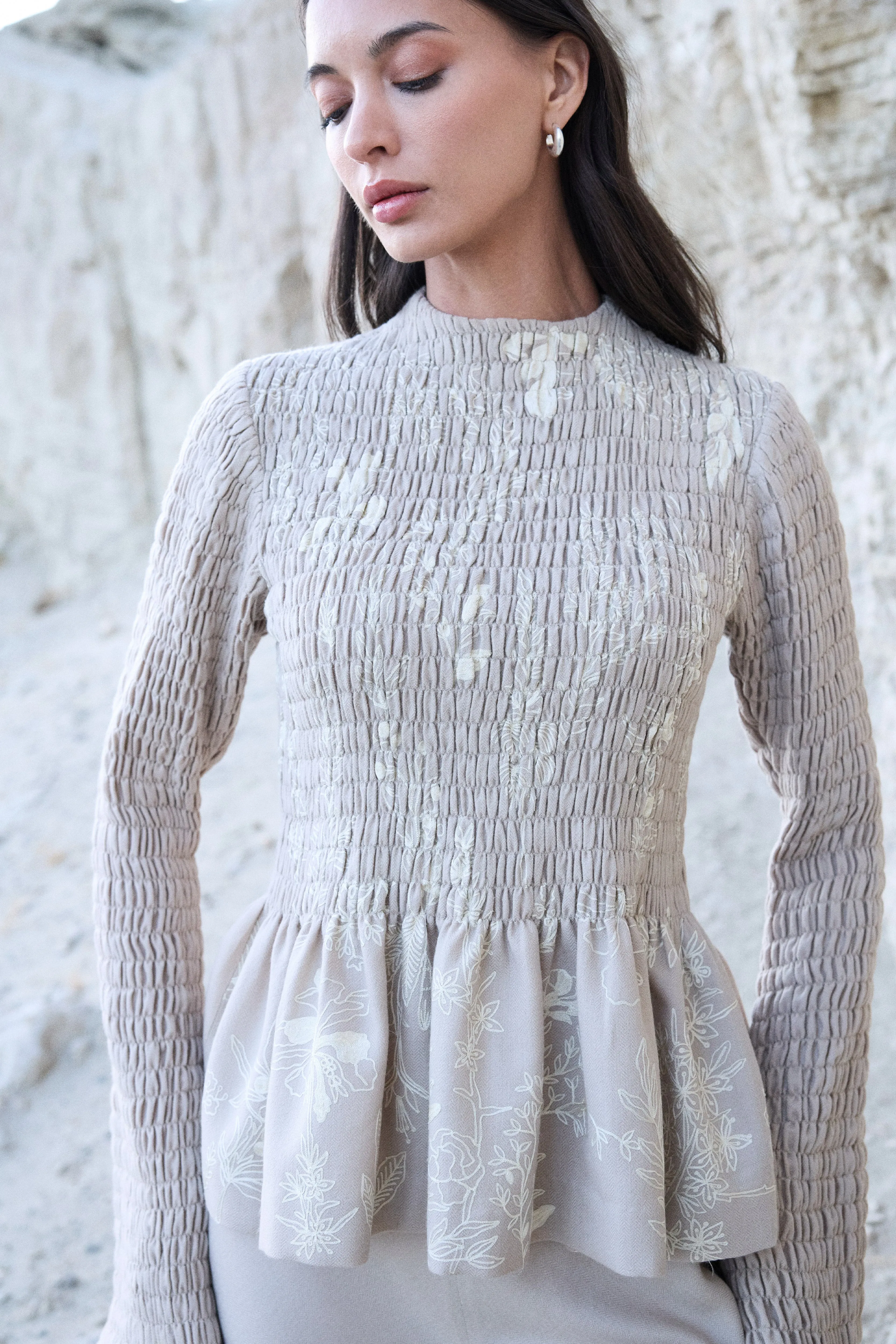 Neh Woollen Top (Natural) & Brussels Woollen Pants (Natural)