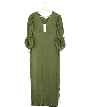 Never Fully Dressed Green Petite Celia Plisse Dress UK 10