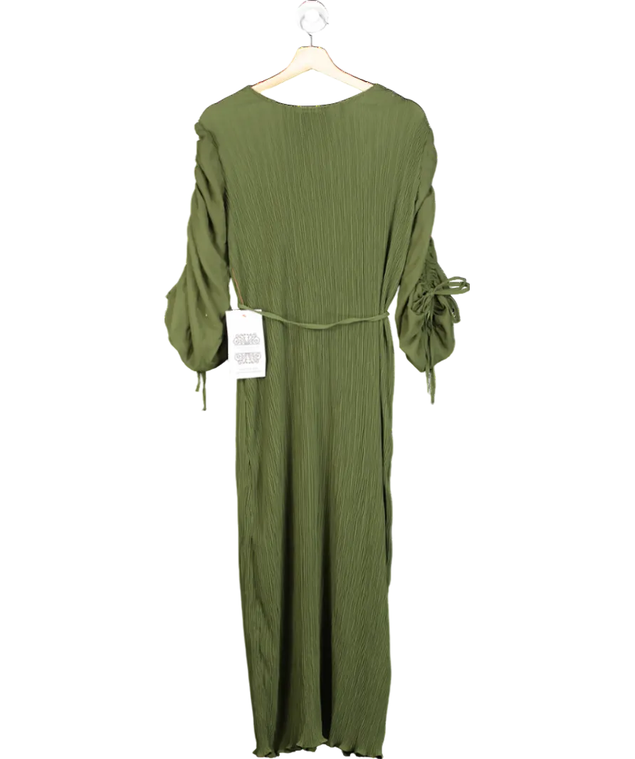 Never Fully Dressed Green Petite Celia Plisse Dress UK 10
