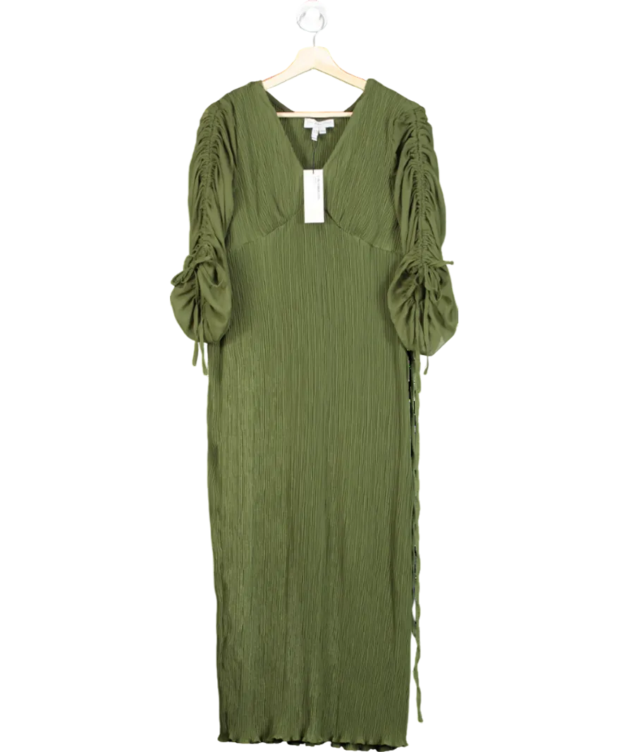 Never Fully Dressed Green Petite Celia Plisse Dress UK 10