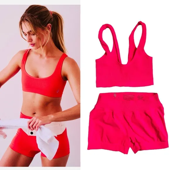 NEW [2-Pc] Free People FP Movement GK Shorts &amp; Happiness Runs Bra