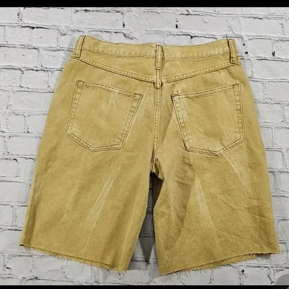 NEW Free People Big Sur Coast Boyfriend Bermuda Cutoff Jean Shorts mustard 28